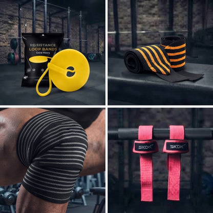 PACK GIMNASIO COMPLETO IRONWULF | Banda + Straps + Vendas + Muñequeras