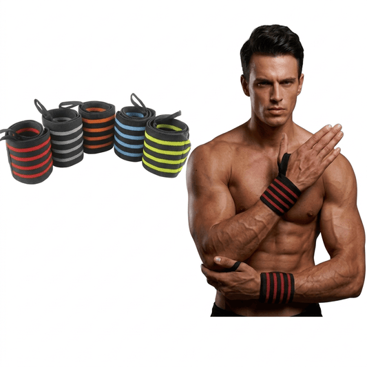 Hombr con muñequeras gym de colores