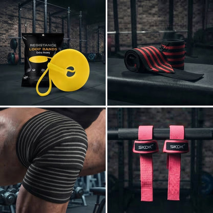PACK GIMNASIO COMPLETO IRONWULF | Banda + Straps + Vendas + Muñequeras